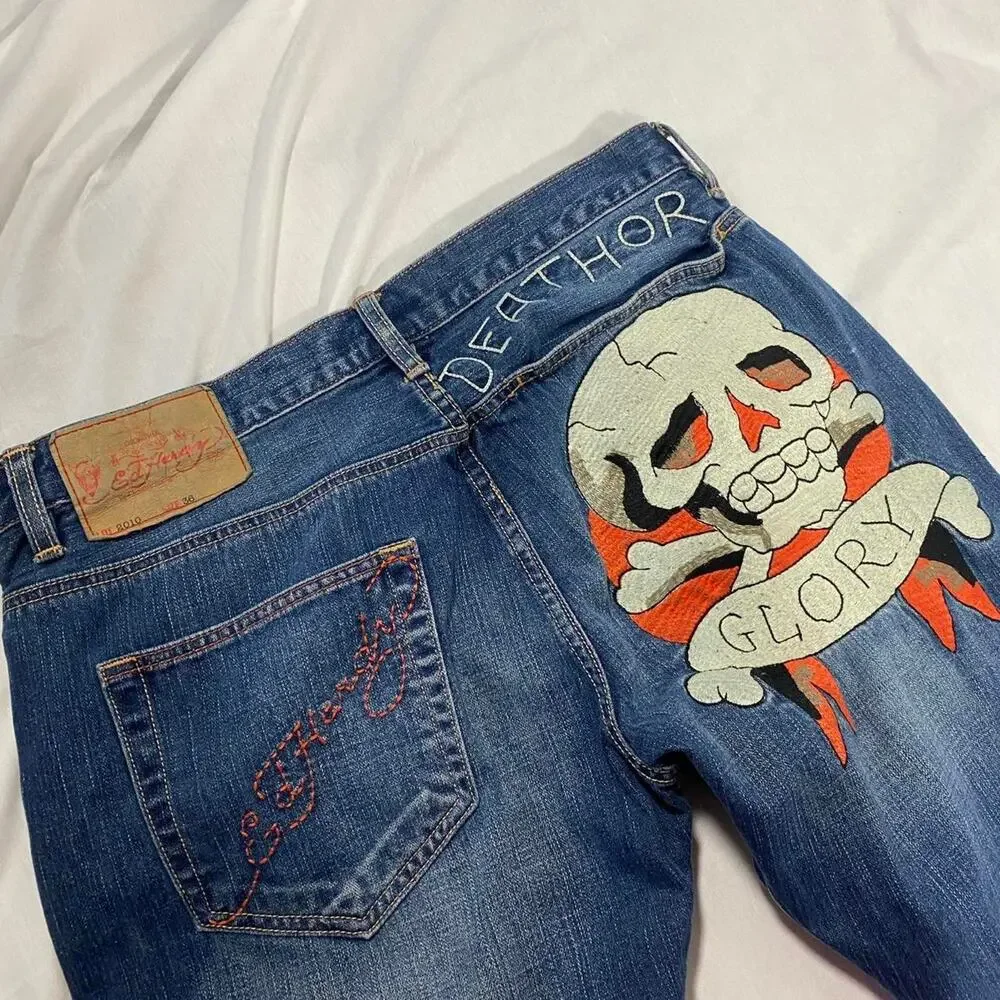 Ed Hardy Death or Glory skull men’s jeans size‎ 36 grunge alt y2k
